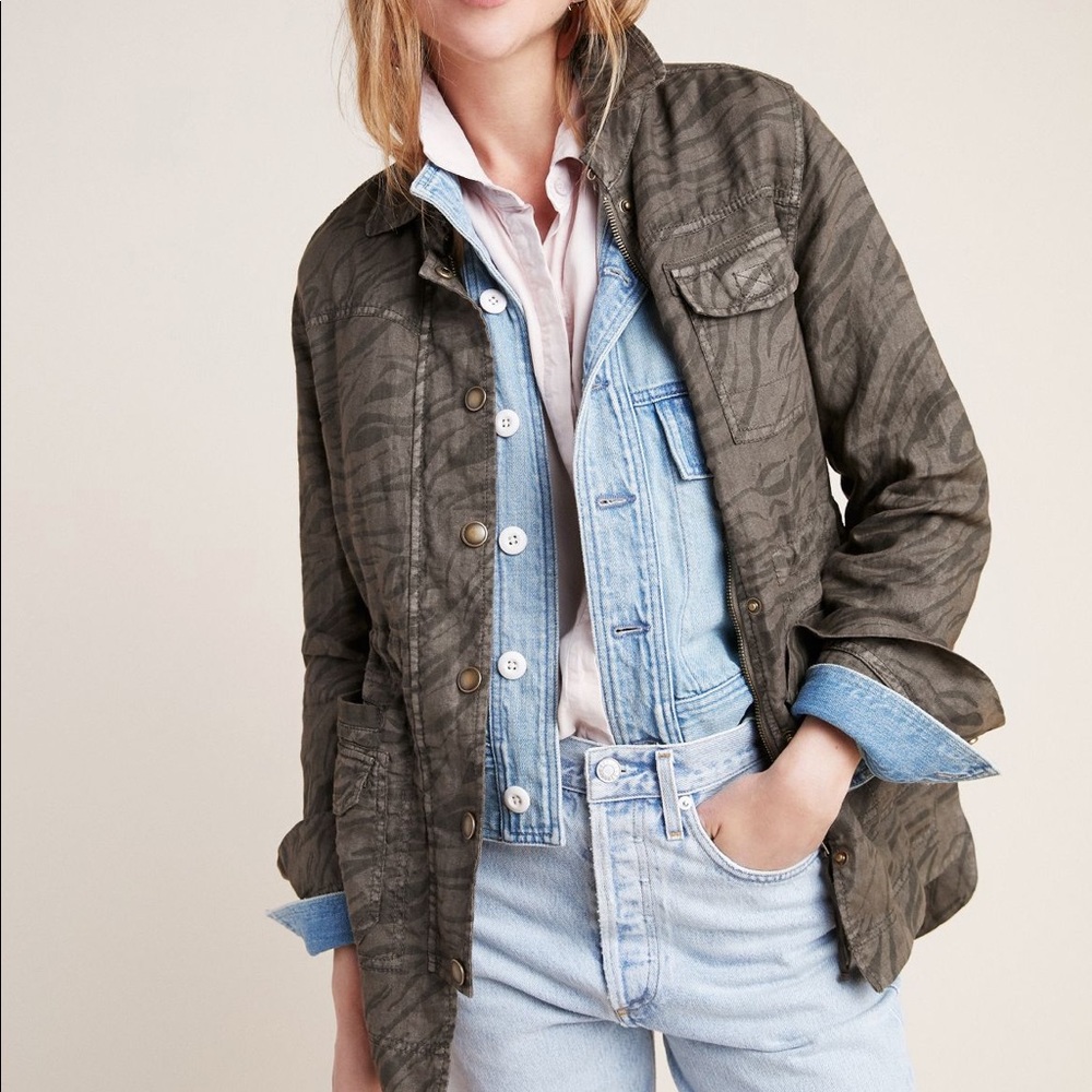 Anthropologie Marrakech Camo Linen Anorak, S